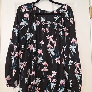 INC International Concepts Black Floral Blouse